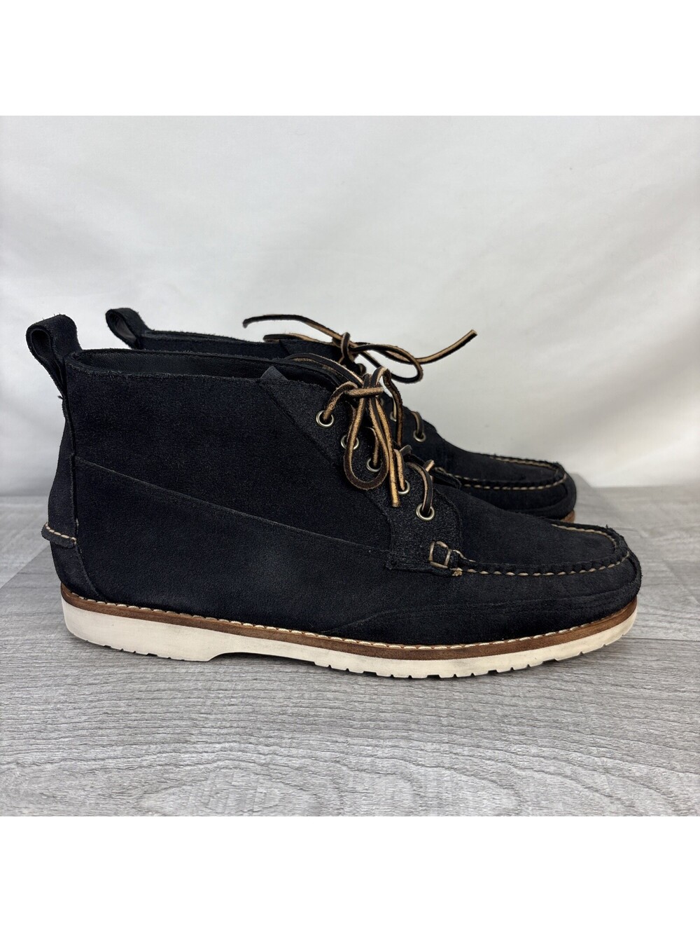 Lucky Brand Mens 11 Blue Suede Moc Toe Chukka Boots Ankle Shoes 10606 Size 11M - Picture 4 of 12